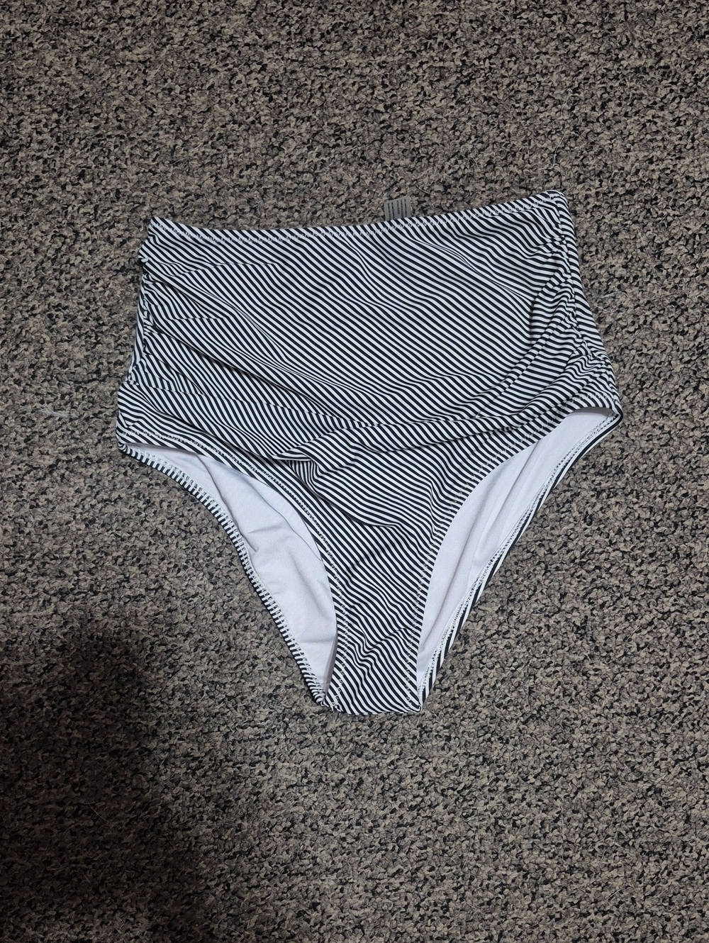 Cupshe Black & White Striped High-Waist Bikini Bottoms